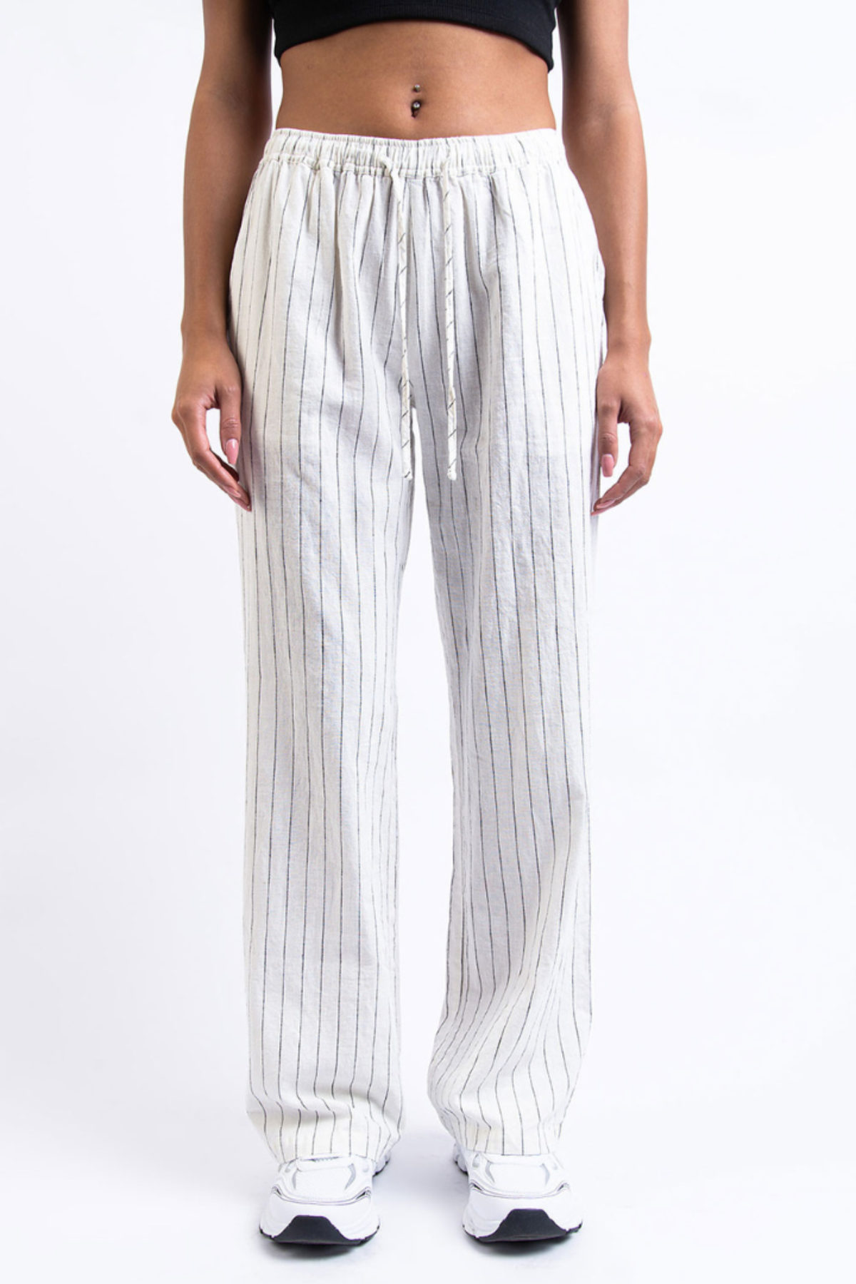 Pantalón recto de lino (tiro medio)