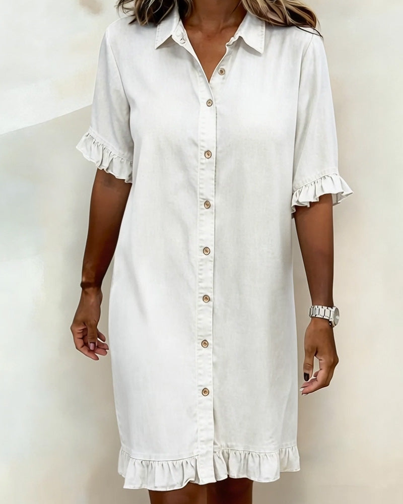 Maria | Vestido cómodo de denim con pliegues favorecedores