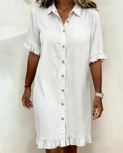 Maria | Vestido cómodo de denim con pliegues favorecedores