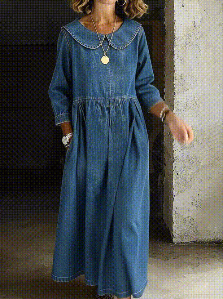 Clara | Vestido vaquero con cuello Peter Pan