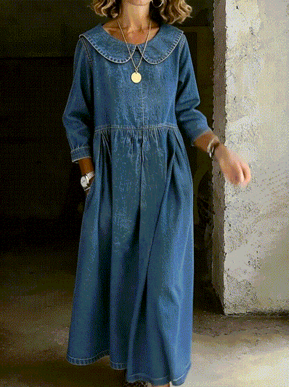 Clara | Vestido vaquero con cuello Peter Pan