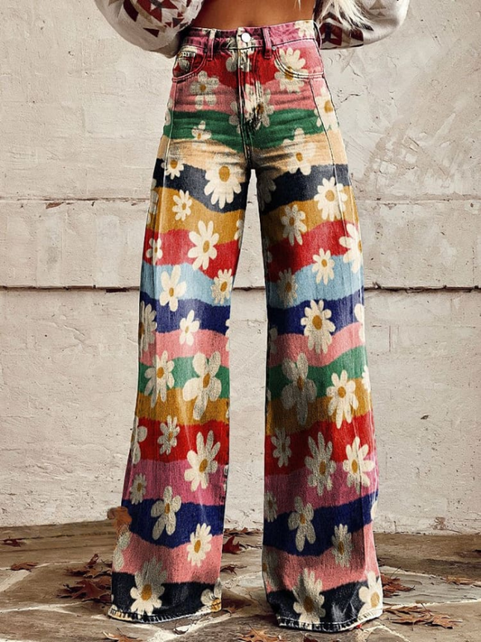 Léon - Pantalones elegantes con estampado floral
