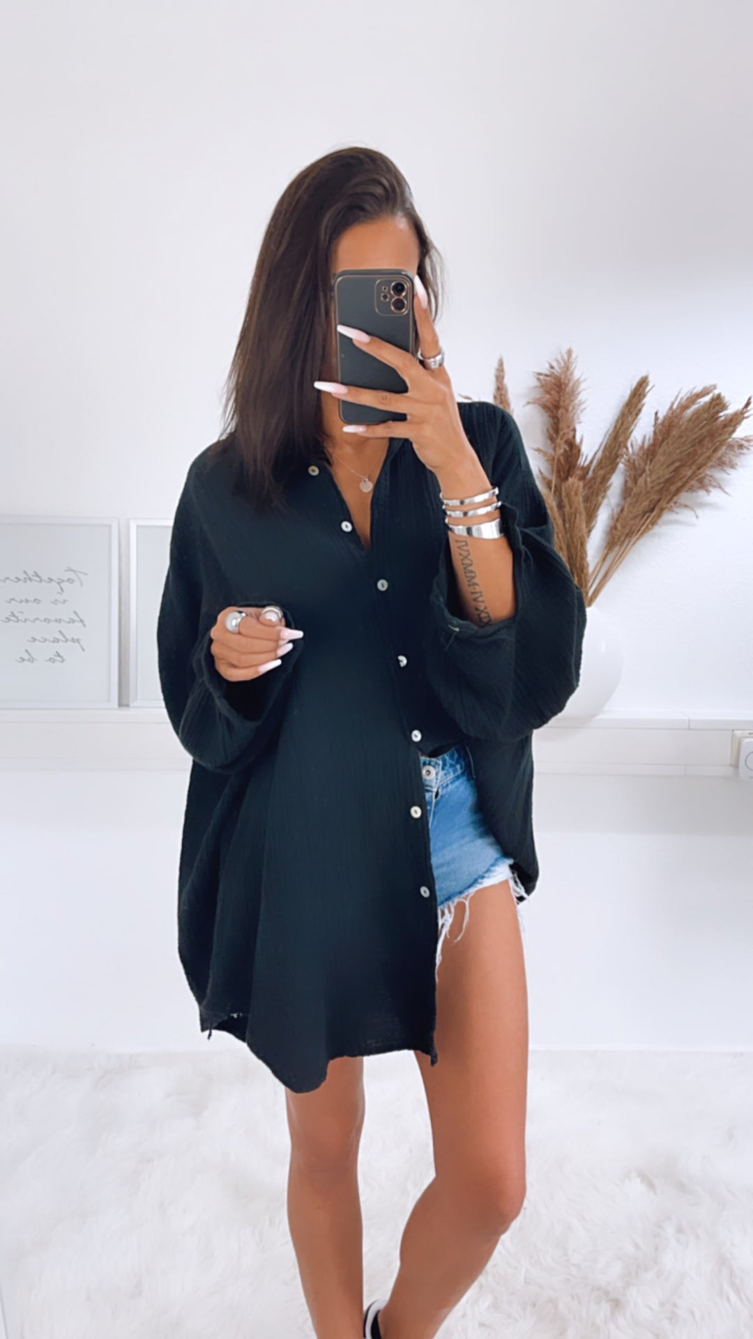 Blusa larga oversize de muselina
