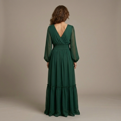 María - Vestido de chiffon con escote en V