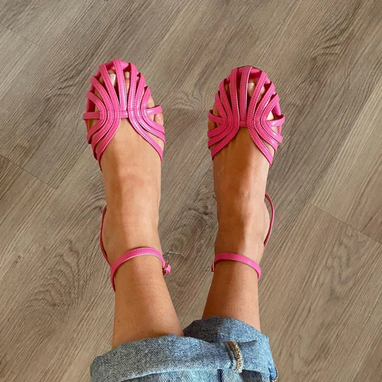 Sandalias con tira  y punta redonda