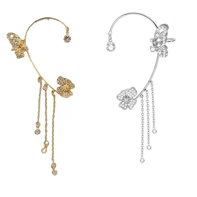 Pendientes sencillos con mariposas y flores
