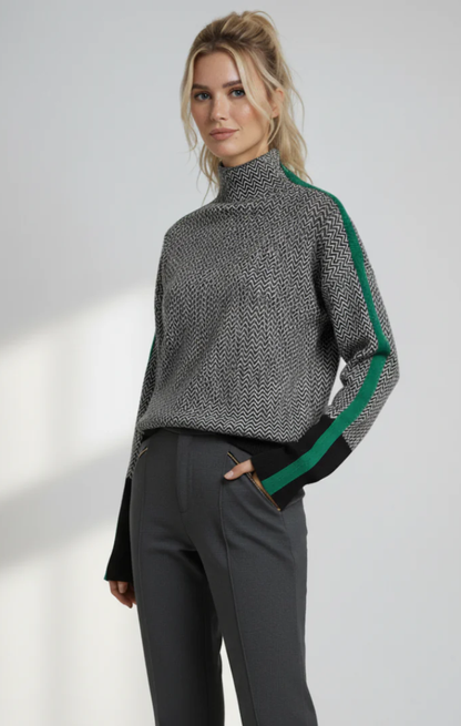 Susana - Jersey de cuello alto con rayas en contraste