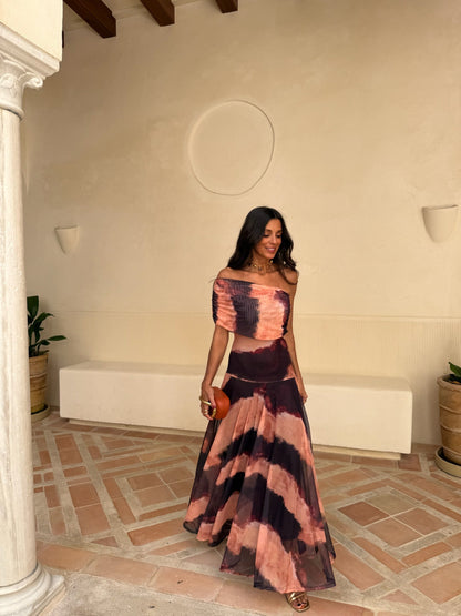 Toledo Dress - Estampado Naranja y Marrón