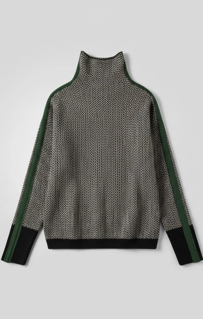 Susana - Jersey de cuello alto con rayas en contraste