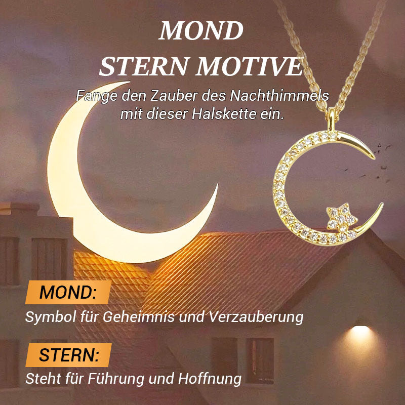 Collar brillante con luna y estrellas