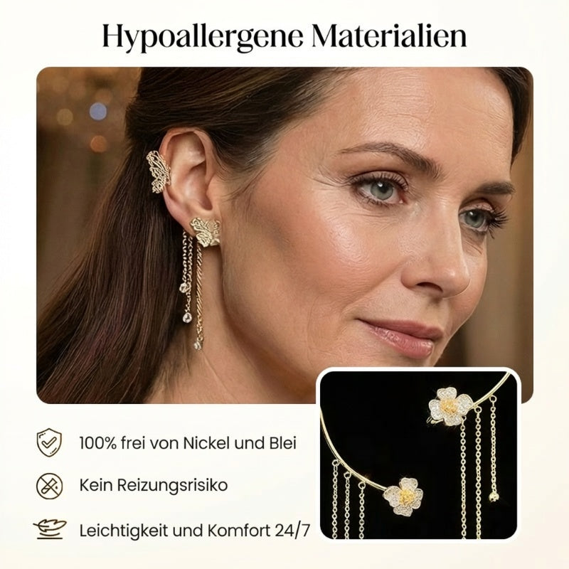 Pendientes sencillos con mariposas y flores
