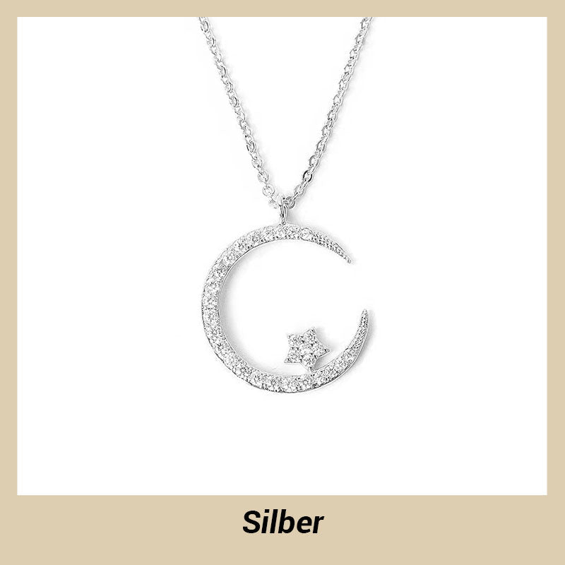 Collar brillante con luna y estrellas