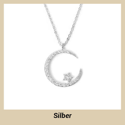 Collar brillante con luna y estrellas
