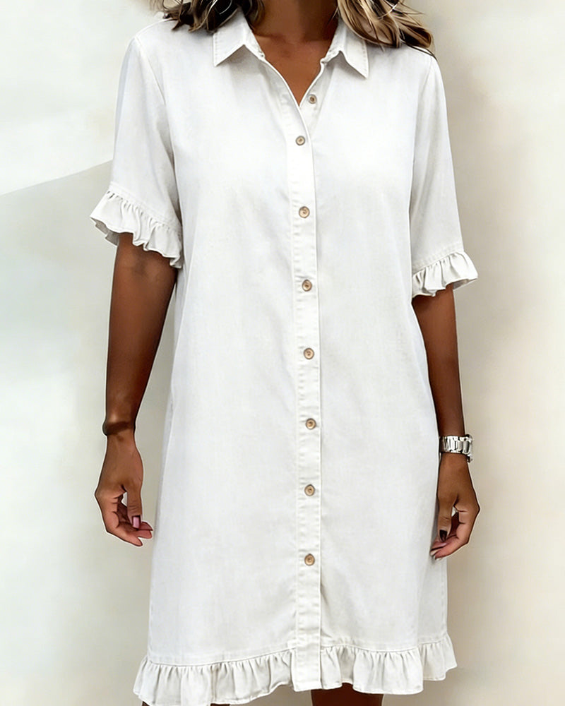 Maria | Vestido cómodo de denim con pliegues favorecedores