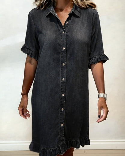 Maria | Vestido cómodo de denim con pliegues favorecedores