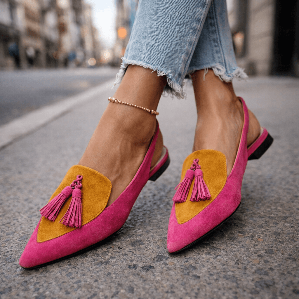 Lorena - Sandalias con Tiras y Borlas