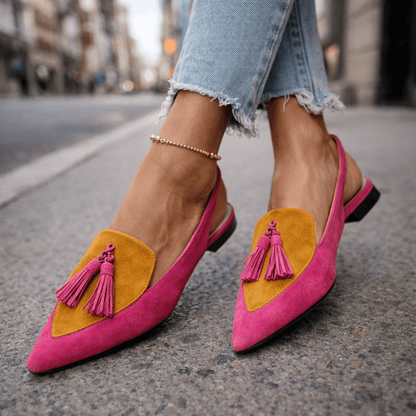 Lorena - Sandalias con Tiras y Borlas