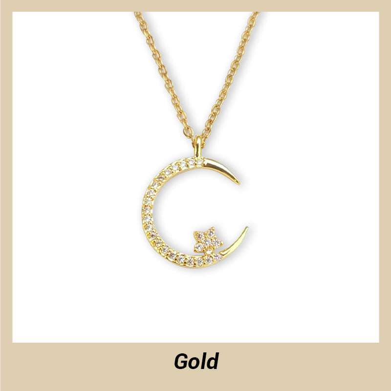 Collar brillante con luna y estrellas