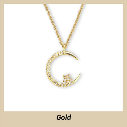 Collar brillante con luna y estrellas