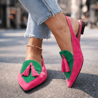 Lorena - Sandalias con Tiras y Borlas