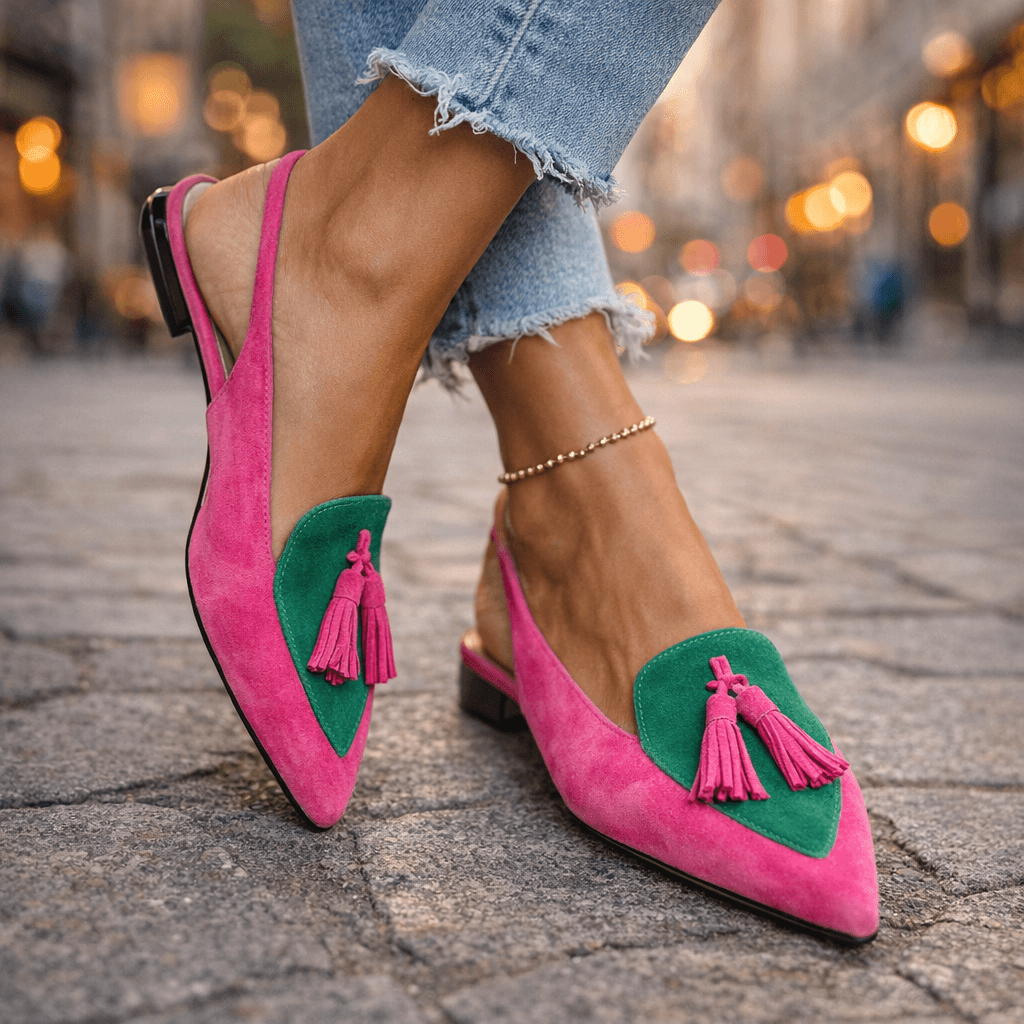 Lorena - Sandalias con Tiras y Borlas