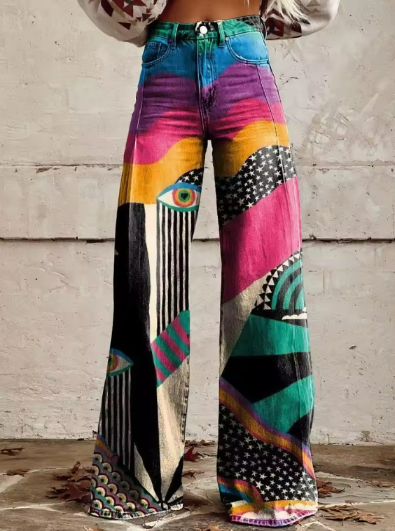 Talia - Pantalones acampanados de estilo boho chica