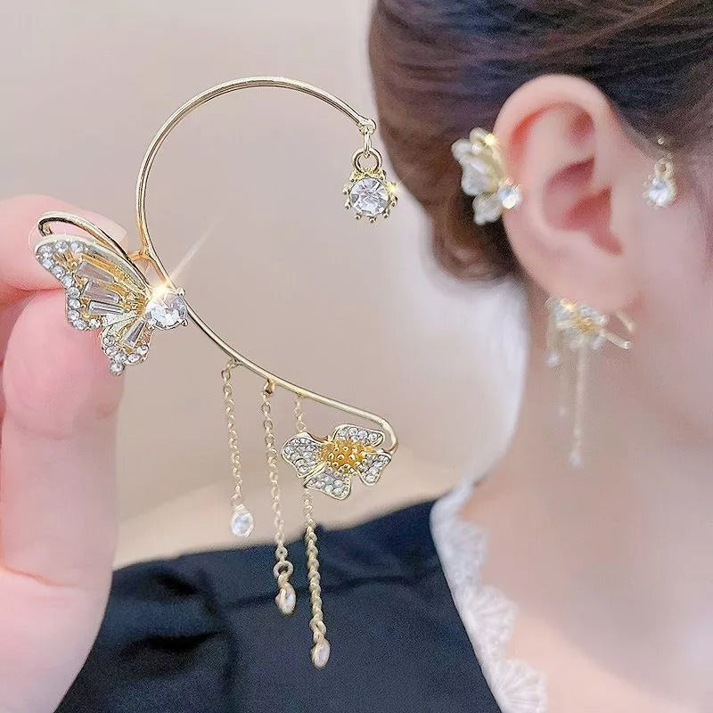 Pendientes sencillos con mariposas y flores