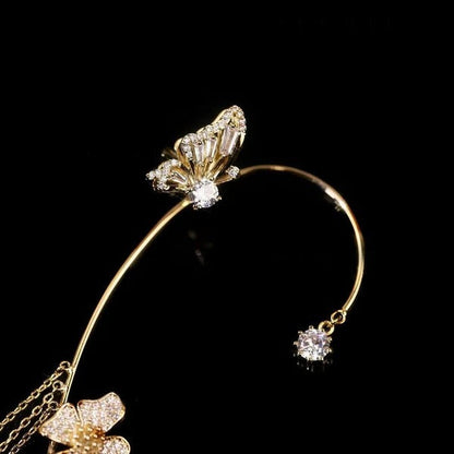 Pendientes sencillos con mariposas y flores