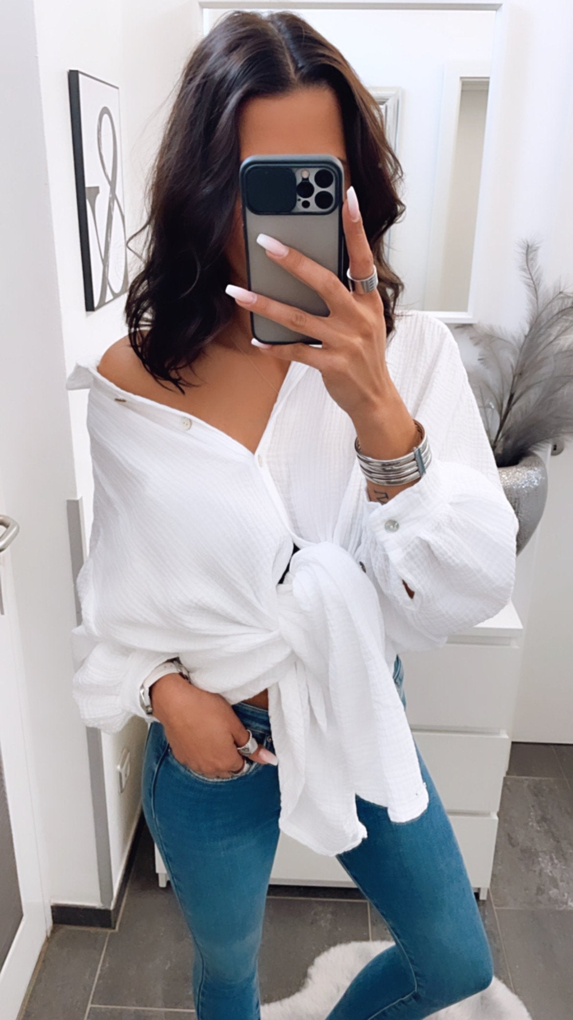 Blusa larga oversize de muselina