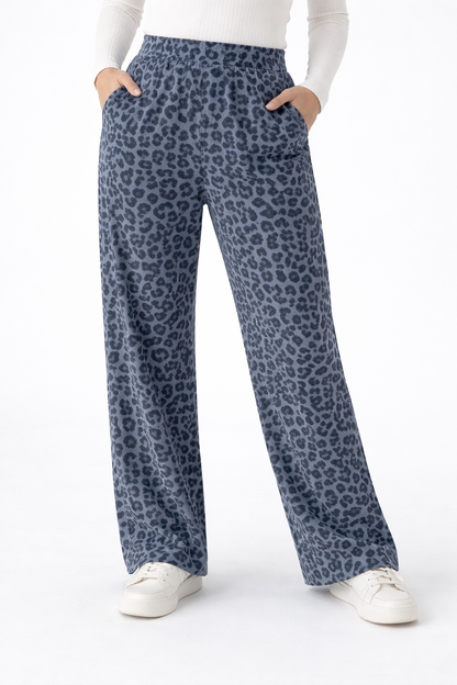 Pantalón holgado de pana leopardo