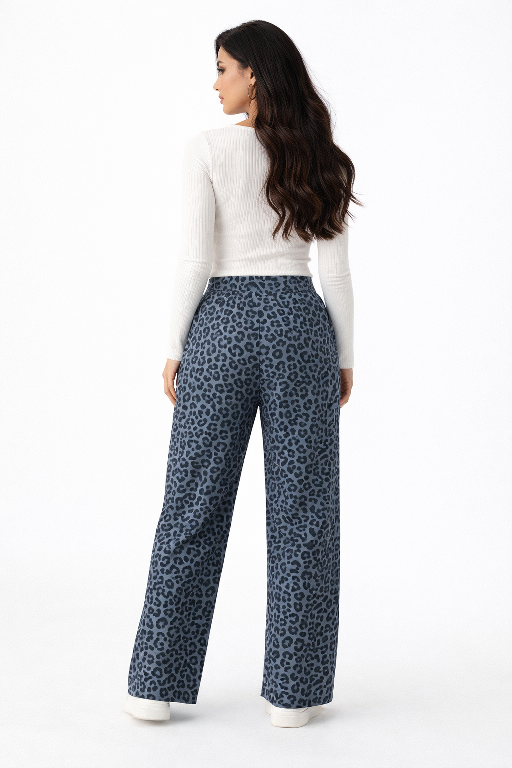 Pantalón holgado de pana leopardo