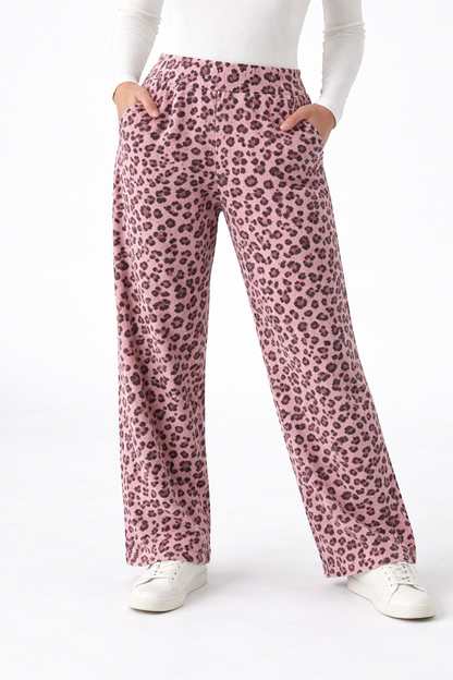 Pantalón holgado de pana leopardo