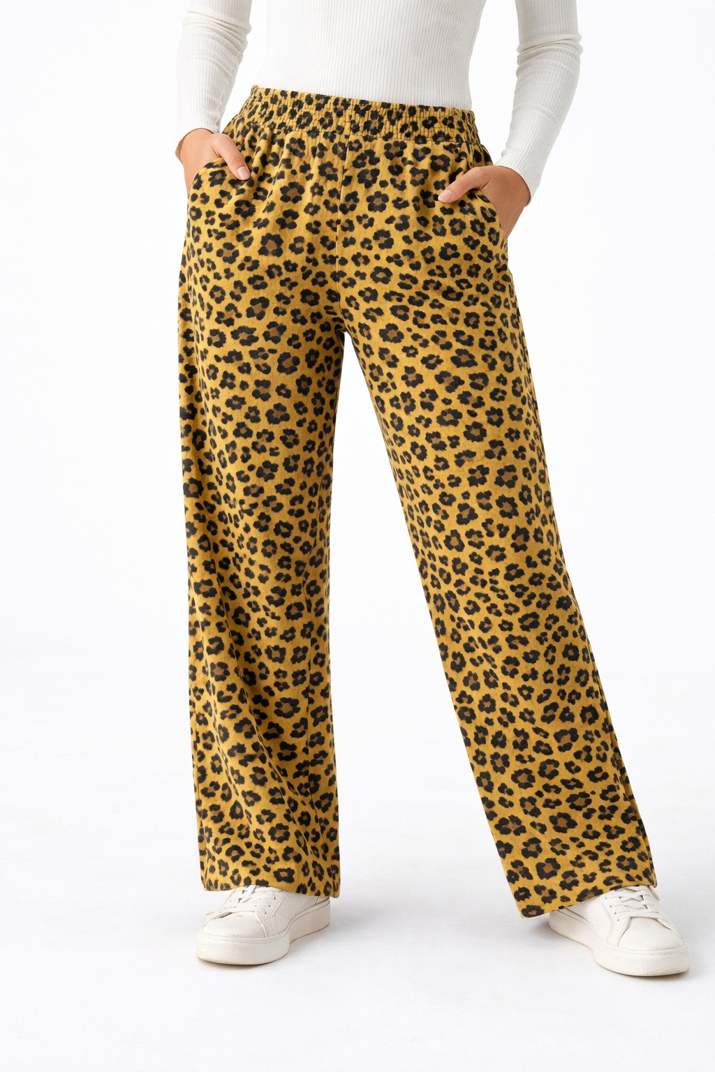 Pantalón holgado de pana leopardo