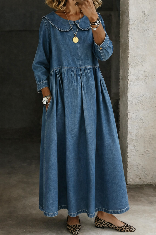 Clara | Vestido vaquero con cuello Peter Pan