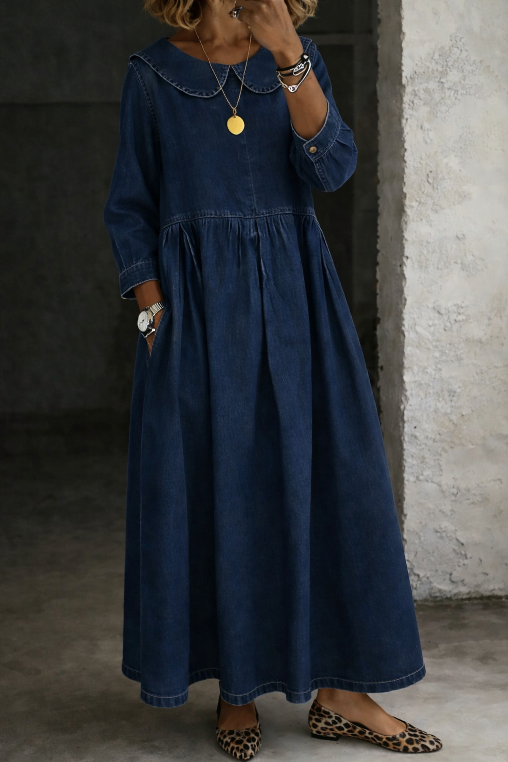 Clara | Vestido vaquero con cuello Peter Pan