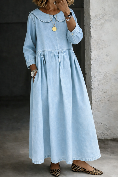 Clara | Vestido vaquero con cuello Peter Pan