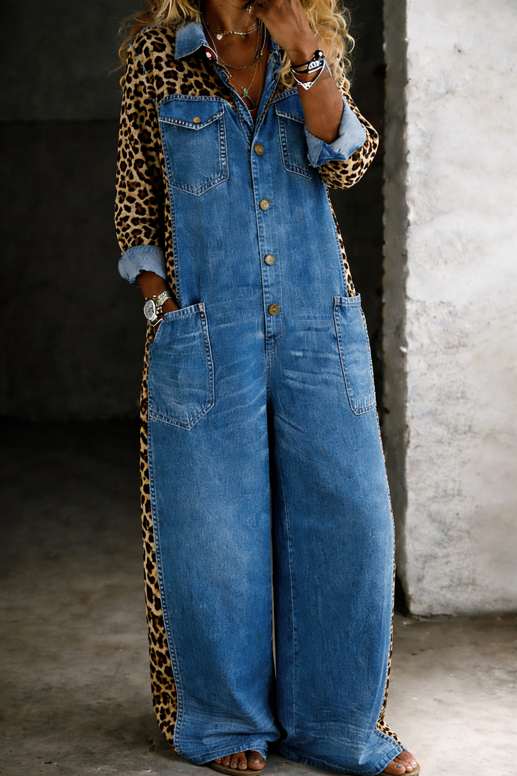 Amanda | Mono de denim de manga larga