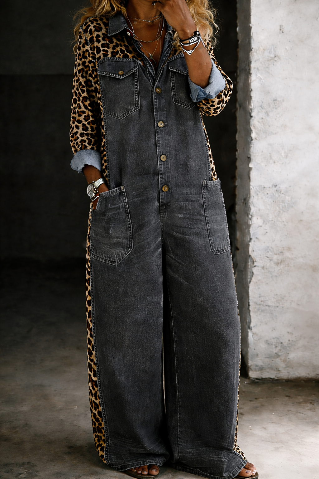 Amanda | Mono de denim de manga larga