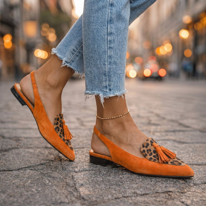 Lorena - Sandalias con Tiras y Borlas