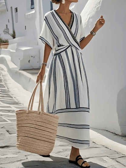 Grecia | Vestido Blanco con Rayas