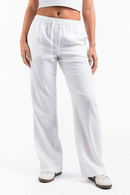 Pantalón recto de lino (tiro medio)