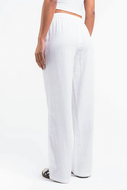 Pantalón recto de lino (tiro medio)