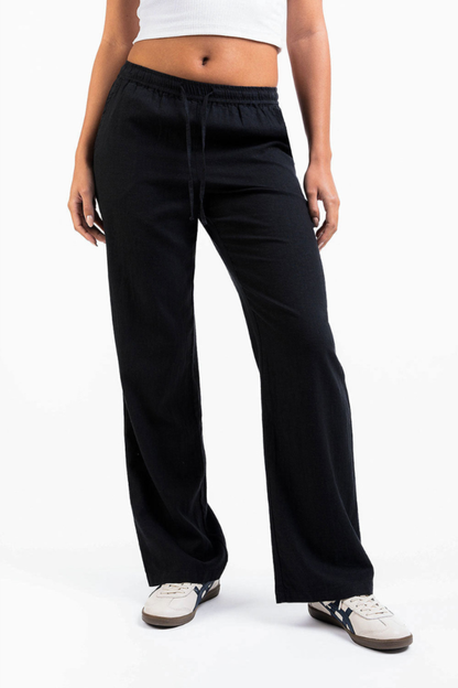 Pantalón recto de lino (tiro medio)