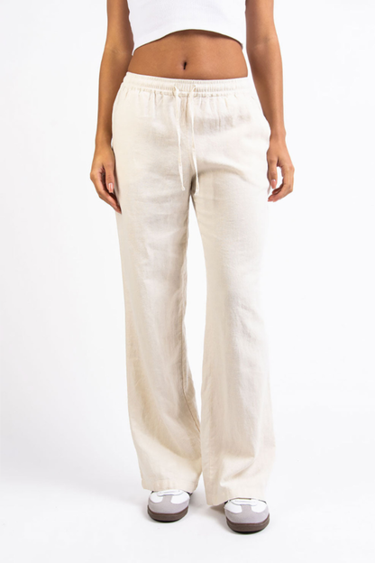 Pantalón recto de lino (tiro medio)