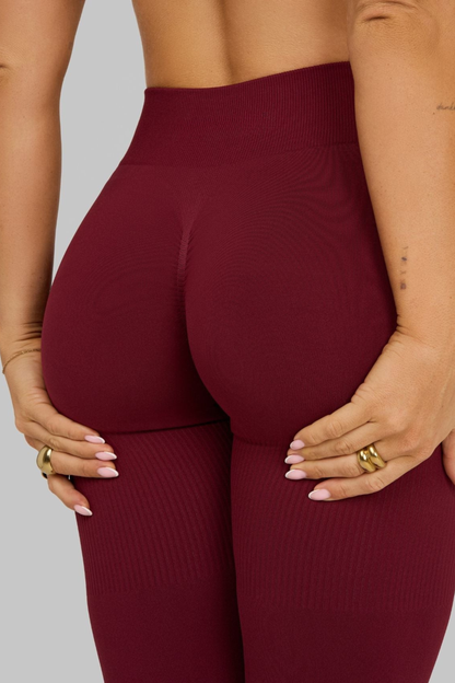 Leggings moldeadores de cintura media — Rojo vino