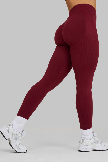Leggings moldeadores de cintura media — Rojo vino