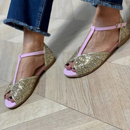 SANDAL EN CUIR AVEC BRIDE EN T ET TALON STABLE