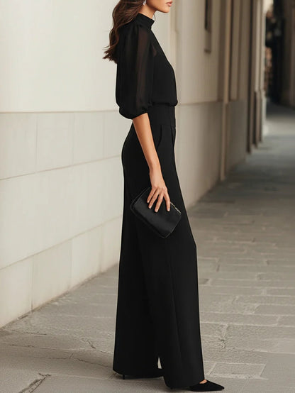 Valentina | Conjunto de 3 piezas negro | Top + Camisa + Pantalón Ancho