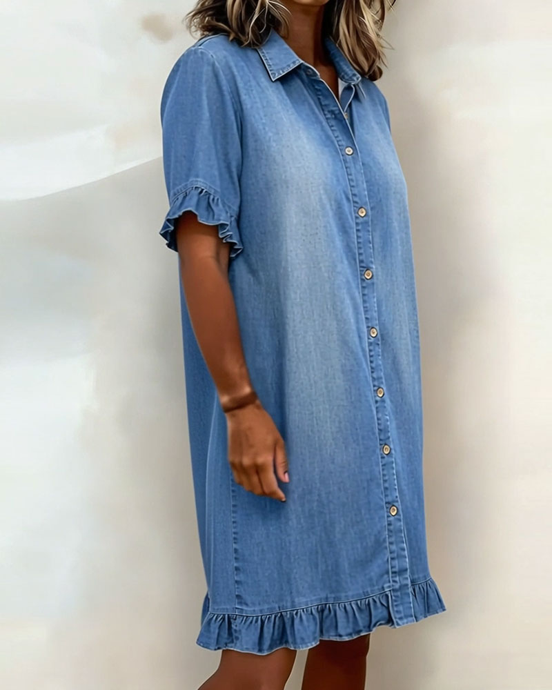 Maria | Vestido cómodo de denim con pliegues favorecedores