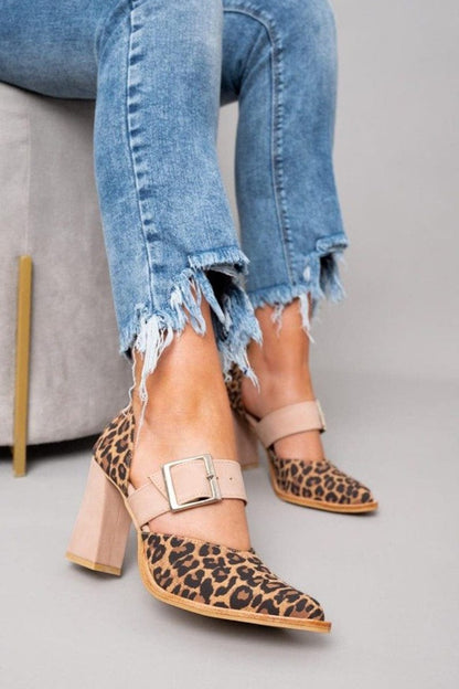 Ilana™ | Zapatos de tacón grueso con un atrevido estampado de leopardo